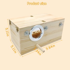 PINVNBY Natural Wood Parakeet Nesting Box Budgie Breeding Box Acrylic Bird Nest for Cage Transparent Panoramic for Parrots, Cockatiels, Lovebirds, Canaries, and Small Birds (M: 9.8 x 5.3 x 5.3 inch)