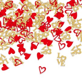 JEYE 200Pcs Red Love Heart Confetti Gold Glitter Love Letters Table Confetti Romantic Love Party Decorations for Valentines Day Engagement Wedding Anniversary Bridal Shower