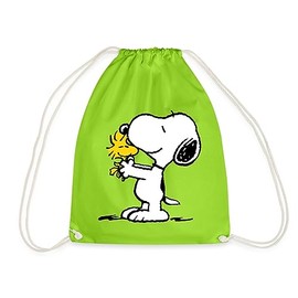 Spreadshirt Peanuts Snoopy and Woodstock Gym Bag, neon green