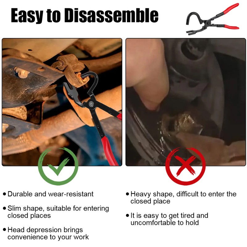 Exhaust Hanger Removal Pliers with Offset Jaw for Rubber Muffler