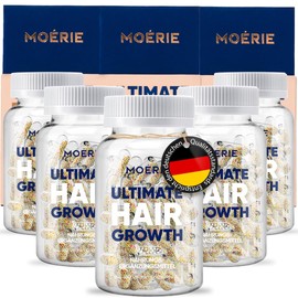 MOERIE Haar Vitamine - extra hochdosiert mit Biotin, Zink & Selen - für natürliches Haarwachstum - 360 Kapseln - ergänzt mit Folsäure, Kupfer, Selen, Vitamin B6 und B12 Hyaluronsäure und Kieselsäure