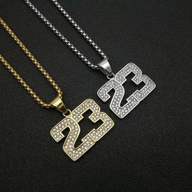 CAVIEA Iced-out Stainless Steel 18K Gold Plated Number Sports Simple Pendent Necklace for Men Hiphop Jewerly Cool Chain with Number Charm Athlete Y2K Simple Punk Fashion Jewelry, Cubic Zirconia, Cubic