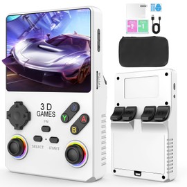Hugawello V40 PRO Handheld Device, 35000 in 1 high-Definition Gaming mini Retro Video Console, 3.5-inch IPS Screen, 256GB RAM, 45 Built-in emulators, 3800mAh Battery (White 256GB)