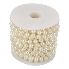 Walfront 10 m/Rollo 8 mm línea de algodón Perlas Artificiales Cadena de Cadena Garland Flores decoración de la Boda DIY Craft Perla Cadena (Beige)