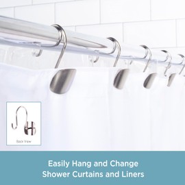 Kenney KN62103 Abstract Rust-Resistant Metal Decorative Modern Shower Curtain Hooks for Shower Curtain and Standard Shower Curtain Rod, Bathroom Use, Easy to Install, Set of 12, Brushed Nickel