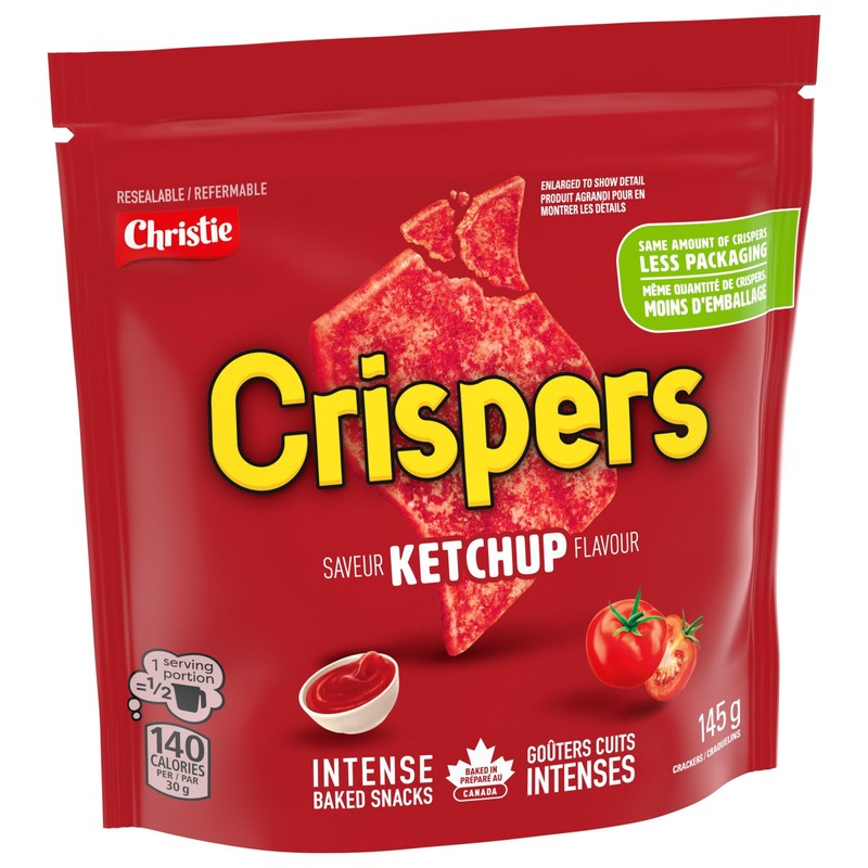 Christie Crispers Ketchup Crackers, 145g/5.1 Ounce, Bag, Imported from Canada}