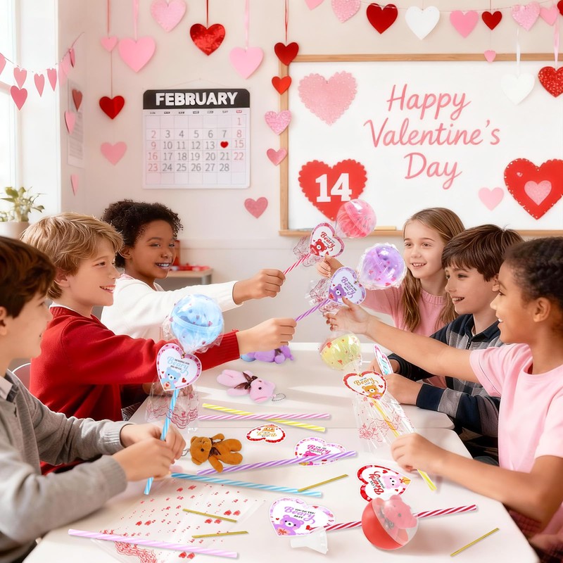 Valentines Day Gifts for Kids Classroom, 30 Packs valentines lollipop
