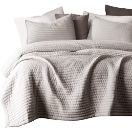 KASENTEX Quilt-Bedding-Coverlet-Blanket-Set, Machine Washable, Ultra Soft, Lightweight, Stone-Washed, Detailed Stitching - Solid Color (Camel, Oversized Queen + 2 Shams)