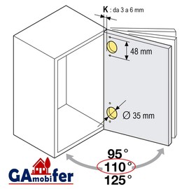 Salice Universal Zip with Opening 110° Standard Application (Self Closing Wood, Neck: 0 Base H02 V. Wood)
