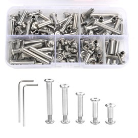 56 Sets Furniture Connectors Cabinet Connectors M4 Screws, Stainless Steel Connection Screws, Furniture Screws Sleeve Screws, Screws with Sleeve Screw Assortment for Furniture Cabinets Wooden Boards