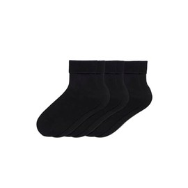 HUE Women's Bobby Sock Causal Crew 3 Pair Pack, Black, One Size