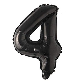 Black 28 inch Letter Balloons Alphabet Number Balloons Foil Mylar Party Wedding Bachelorette Birthday Bridal Baby Shower Graduation Anniversary Celebration Decoration (Can not Float) (28 inch Black 4)