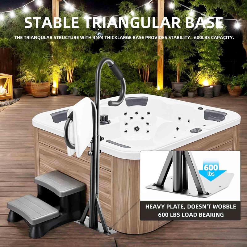 Two-Way Hot Tub Handrails w/Slide-Under Mount Base ，360° Swive SPA
