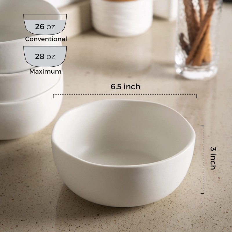 AmorArc Stoneware Cereal Bowls for Kitchen, 28oz Large Ceramic Soup