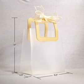 Ribbon & Luxe 12-Pack Boutique/Gift Bags with Square Stitched Handles Perfect For Your Boutique, Wedding, Baby or Bridal Shower and All Other Special Occasions (Tan, Medium 12-Count)