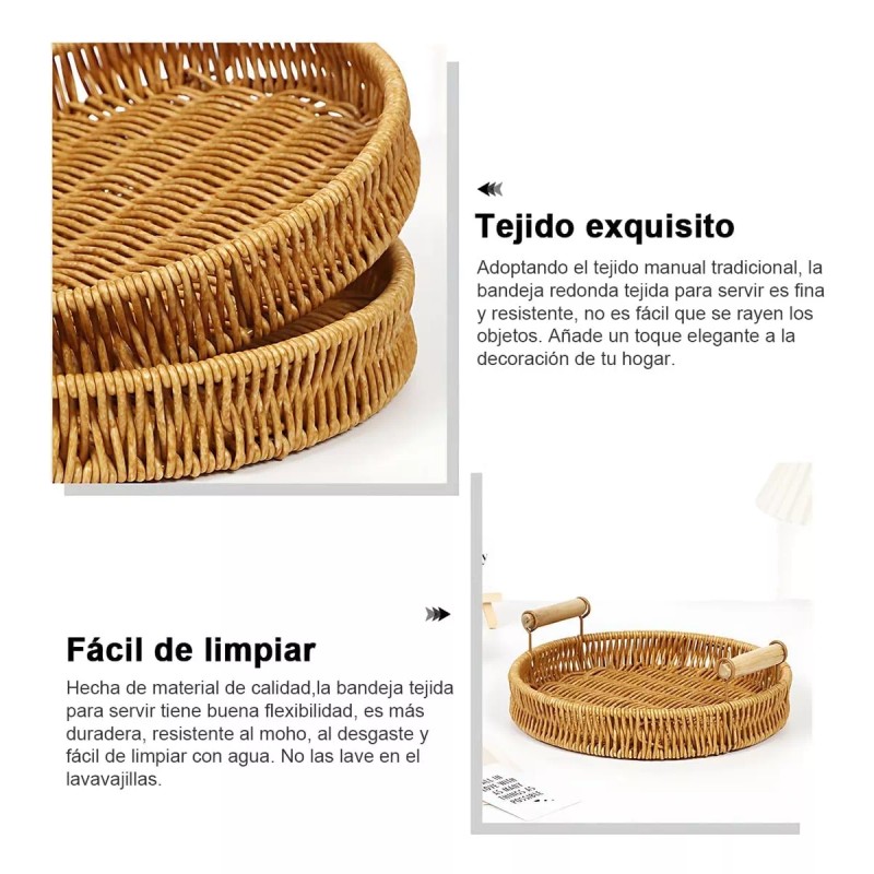 generic Bandeja Canastas De Mimbre Redonda Cestas Pan Con Asa