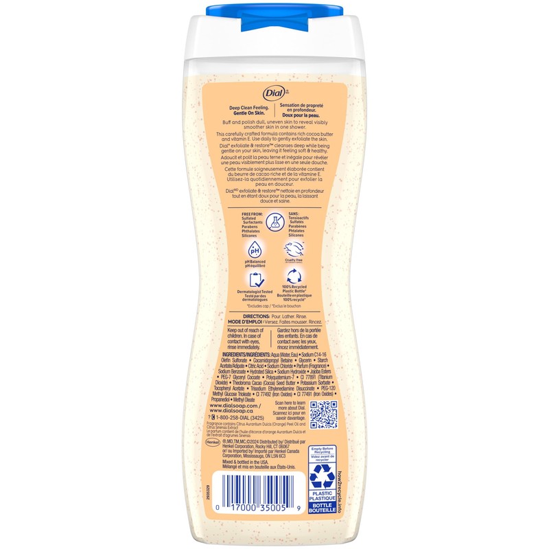 Dial Body Wash, Exfoliate & Restore Cocoa Butter & Orange