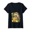 Womens Pineapple Hedgehog Drawing Pineapples Fruit Hedgehog Lover V-Neck T-Shirt