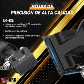WMARK Máquina Para Cortar Cabello Profesional, Kit de Cortadoras Inalámbricas Para Hombre, con 11 Peines Guía, WMARK 638