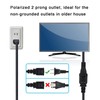 Yeatel Cable De Extensión De Alimentación De 2 Clavijas De