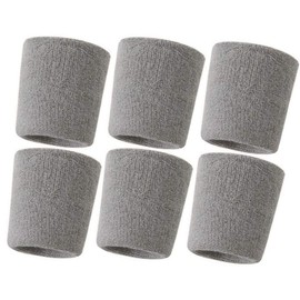 Hanerdun Wrist Sweatbands Thick Cotton Terry Cloth Wristbands For Men And Women Athletic Sweat Bands For Sports Tennis Gym Basketball, Grey(6 pieces), One Size