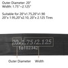20 x 1.75/2.125 Bicycle Inner Tube AV32 mm Schrader Valve
