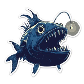 3.5" Deep Sea Anglerfish Vinyl Sticker - Angler Fish Lure Decal Stickers Waterproof Outdoor Nautical Ocean Creatures Decals