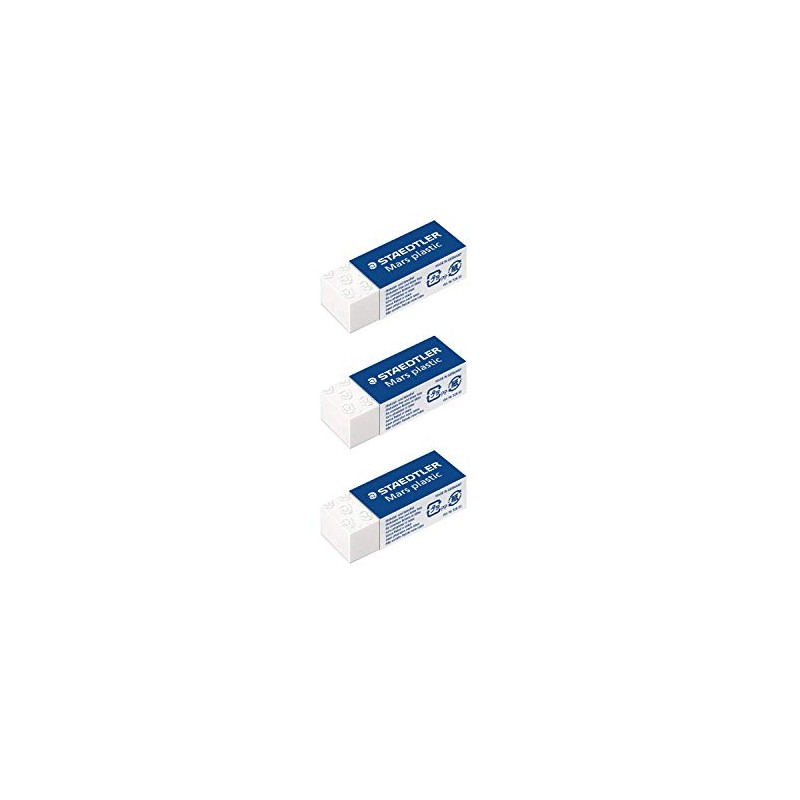 STAEDTLER Mars Plastic Eraser Pack Of 3 Plastic Mini, White