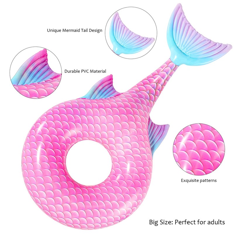 SPERPAND Inflatable Mermaid Pool Floats, Big Swimming Pool Tubes Mermaid