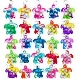 100 Packs Bulk Turtle Mini Pop Fidget Toys, Autism Special Needs Squeeze Sensory Gift for Students Bubble Prize, Beach Ocean Animal Summer Party Favors