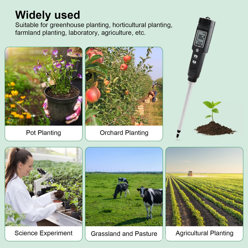 EC Tester with LCD Display Soil Conductivity Temperature Meter for