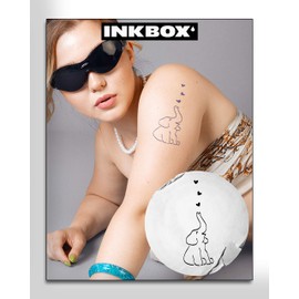 Inkbox Temporary Tattoos, Semi-Permanent Tattoo, One Premium Easy Long Lasting, Water-Resistant Temp Tattoo with For Now Ink - Lasts 1-2 Weeks, Elephant Tattoo, 5 x 2 in, Cartoon Elephant