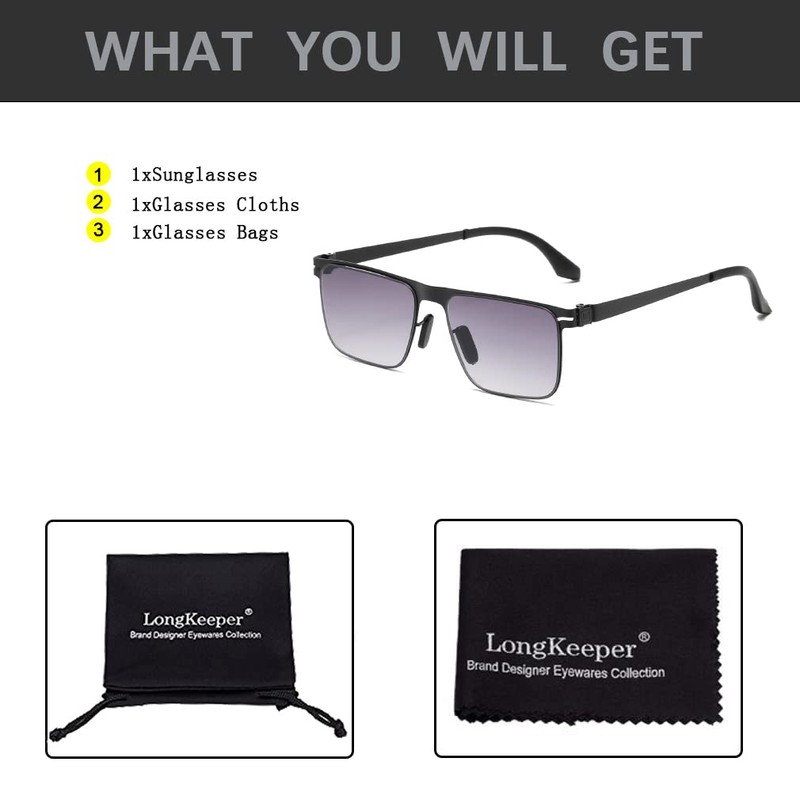 Long Keeper Sunglasses Vintage Retro Rectangular Metal Frame Glasses Women's