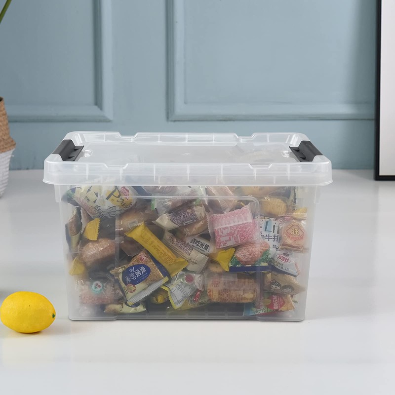 Obstnny 22 Quart Clear Latching Box with Wheels, Plastic Storage