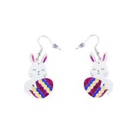 Cute Funny Easter Bunny Stud Earrings Lightweight Acrylic Happy Easter Gnome Egg Carrot Drop Earrings Rabbit Dinosaur Dangle Earrings for Women Holiday Jewelry Gifts-1 Pair Rabbit