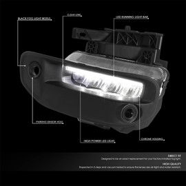 DNA MOTORING FL-ZTL-351-CH Pair of Chrome Clear Lens LED Light Bar Fog Lights Compatible with 2019-2022 Ram 1500