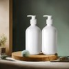 2Pcs 16.9oz 500ml White Plastic Pump Bottle Dispenser, Refillable Empty