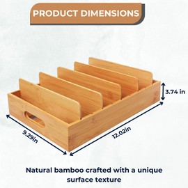 VegiTechs Set of 2 Adjustable Bamboo Lid Organizer, Kitchen Cabinet & Drawer Storage, 9" x 10" x 3", Brown