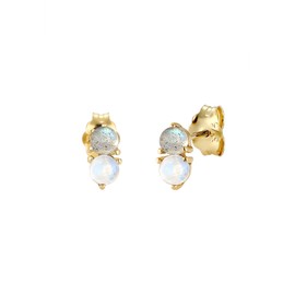 Elli Premium Women's Earrings Elegance with Moonstone and Labradorite Gemstone Made of 375 Yellow Gold, Yellow Gold, Iolite