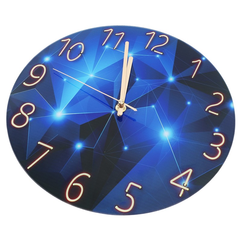 30cm Glass Blue Wall Clock for Living Room Decor Silent