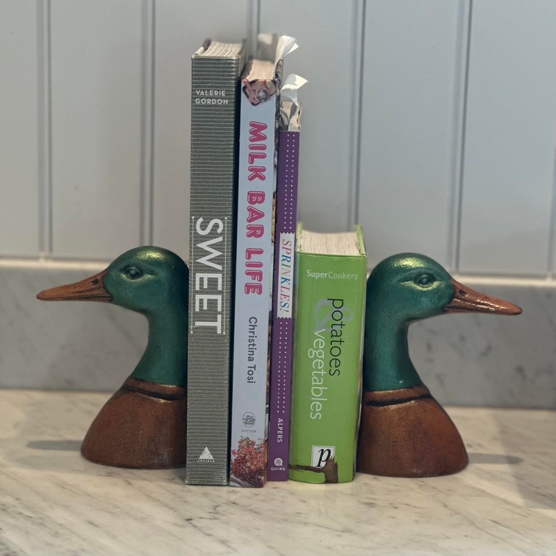 Fox Run Duck Decorative Bookend Set, 100% Iron, 4.25” x