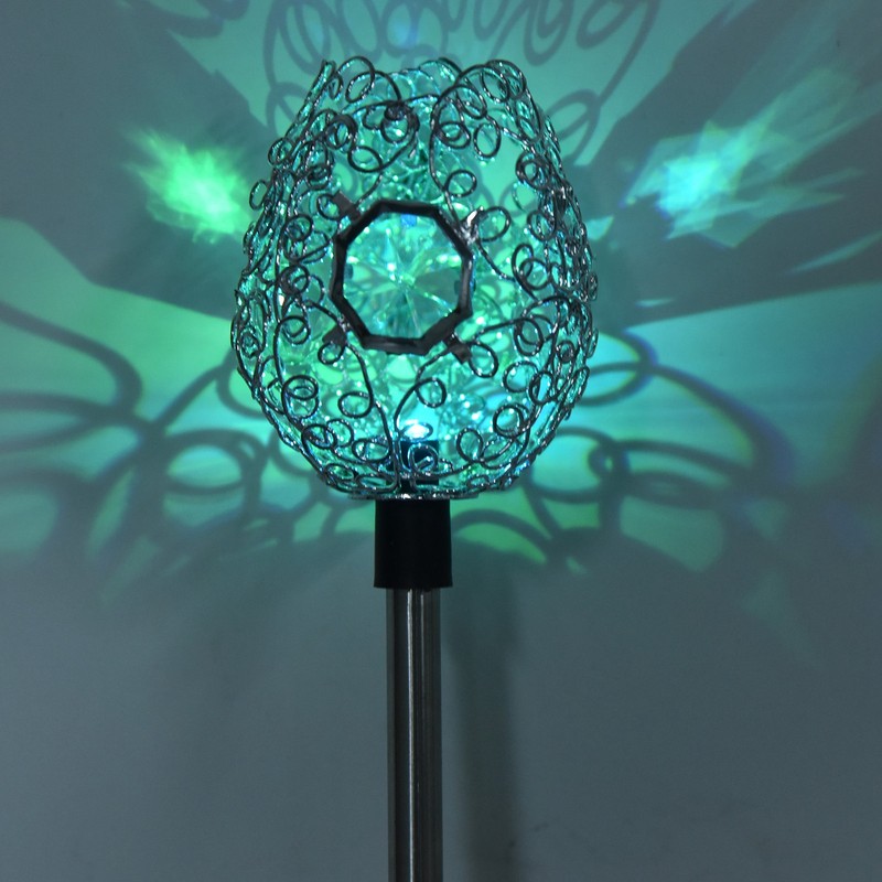 2Pcs Garden Solar Lights LED RGB Fast Charging Petal Design