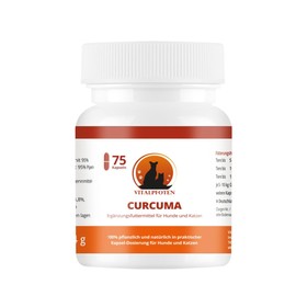 Vitalpfoten 75 Curcuma Capsules for Dogs and Cats with Curcumin and Piperine, Supplementary Feed, Gentle Dosage, Made in Germany, Highest Purity and Quality