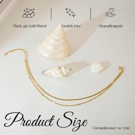 Auiremrti Anklet for women, 14 carat real gold, anklet, adjustable chain, waterproof, hypoallergenic, body jewellery, sweet, trendy gifts