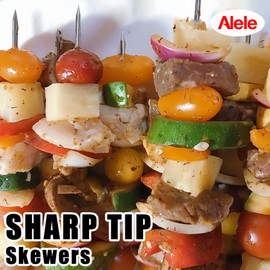 8 Inch Stainless Steel Barbecue Skewers,Alele Mini Roast goose needle, BBQ Skewers, Shish Kebab Kabob Skewers (12p)