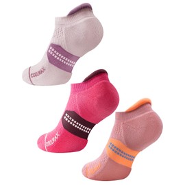 Juclise Coolmax Bamboo Viscose Compression Running No Show Sock Women, Moisture Wicking Cushion AntiBlister Athletic Ankle(US, Alpha, Medium, Regular, Regular, Sandy Melon+Dusty Pink+Watermelon)