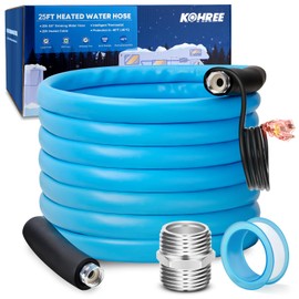 Kohree 25FT Heated Drinking Water Hose for RV, -40 ℉ Heated RV Fresh Water Hose 5/8", Heavy Duty Heated Water Hose for RV, Camper, Truck, Leak Free, Abrasion-Resistant Cover, Energy Saving Thermostat