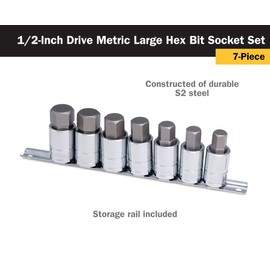 Titan 16157 Metric Large Hex Bit Socket Set, 7 Piece