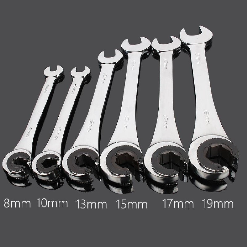 SEIWEI Ratchet Open End Flare Nut Wrench Double Open End