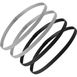 Sumind 4-Piece Thick Non-Slip Elastic Sports Headband Football for Women and Men (Black Gray) / 여성 및 남성용 Sumind 4피스 두꺼운 미끄럼 방지 탄력 스포츠 머리띠 축구 (블랙 그레이)